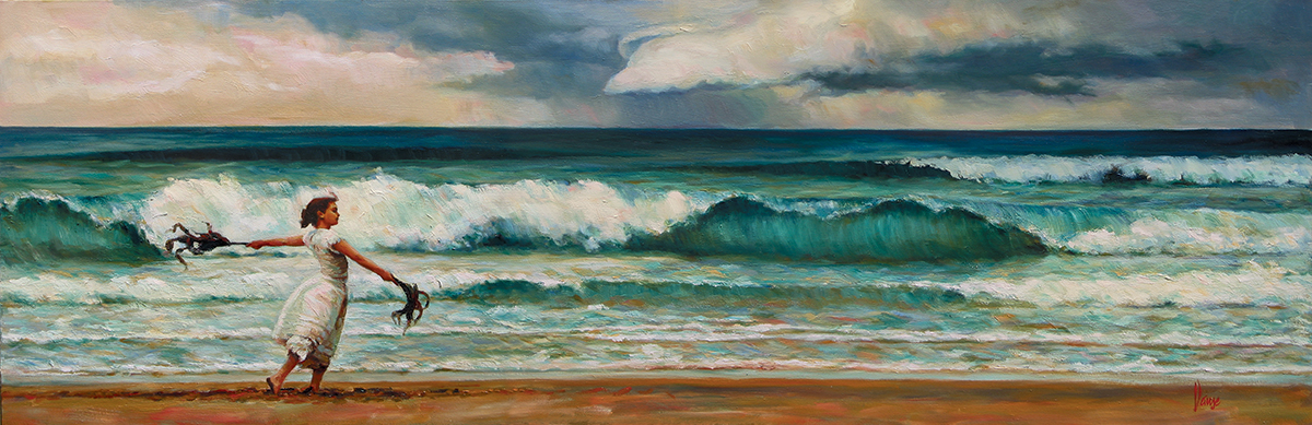 Girl on beach - SOLD